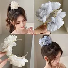 scek Francês Elegante Bandana Volta Grampo Cabelo Tubarão Clipe Feminino Cocar