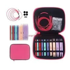 10 Pares Tricô Circulares ABS Intercambiáveis, Conjunto Estojo Couro Para Iniciantes, Tecelag