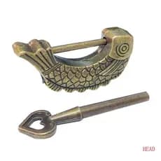 Cabeça Bronze Peixe Projetos Retro Cadeado Bloqueio Forma Antigo Para Caixa Jóias Desenhar