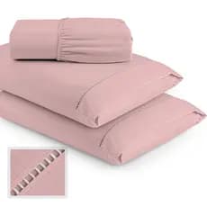 Jogo de Cama Lençol Ponto Palito 400 Fios Micropercal