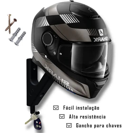 1 Suporte de Parede para Capacete com Gancho de Chaves – Resistente e Prático
