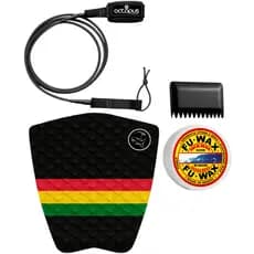 Deck Prancha Surf + Leash Strep Surf 6´pés + Parafina Surf Fu Wax