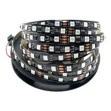 Fita LED WS2811 Endereçável 5 metros, 30/60 LEDs/m, 150/300 LEDs, IP30, 12 Volts, Preta e Branca