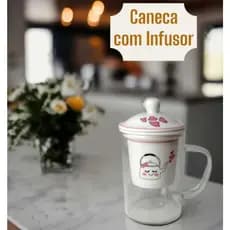 Caneca com Difusor Insufor Vidro Borossilicato e Porcelana Moderno Prático Chá