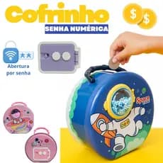 Cofre Infantil com Senha Space Travel – Astronauta, Cofrinho Educativo com Alça, Cofre de Senha para Crianças