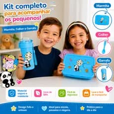 Kit Marmita Hermética Lancheira Garrafa Colher Lanche Escolar Passeio Vedação Unissex Menino Menina