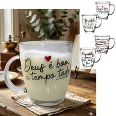 Caneca de Vidro 370ml Frase Motivacional Presente Criativo com Caixa Individual Presente Mães Dia dos Namorados Amigos