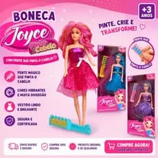Boneca Joyce Pinta o Cabelo com Pente Mágico Brinquedo Infantil Menina