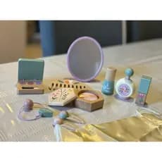 Kit de brinquedo maquiagem infantil de madeira faz de conta, brinquedo meninas interativo sensorial blush sombra perfume