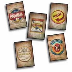 Kit 5 Placas Decorativas para Área de Lazer Churrasqueira Cerveja MDF Premium