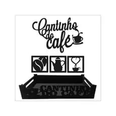 NOVO Kit Cantinho do Café com Bandeja Aplique de parede Café da Manhã MDF Premium