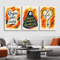 Kit 3 Quadros Nossa Senhora Aparecida Moderno Mãe de Jesus - Envio IMEDIATO!