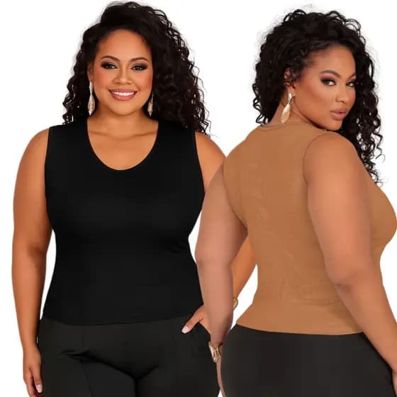 Regata Plus Size Feminina Blusa Canelada Premium Alta Elasticidade  Básica Casual GG ao G4