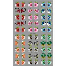 60 Adesivos de Unha 3D Flores 1 PRÉ PRONTO - modelo MINI 1300-1