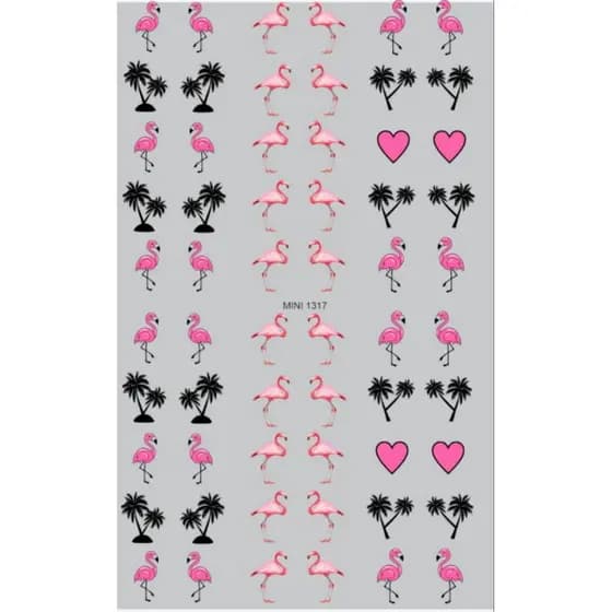 60 Adesivos de Unha 3D Flamingo PRÉ PRONTO - modelo MINI 1317