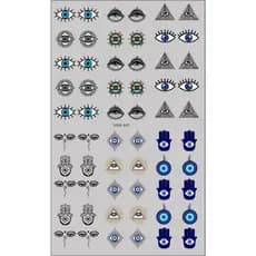 60 Adesivos de Unha 3D Olho Grego PRÉ PRONTO - modelo MINI 845