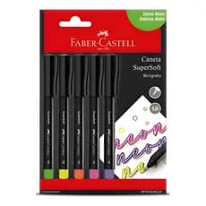 Caneta Hidrográfica Supersoft Faber Castell 1.0 5 Cores Neon