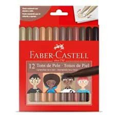 Canetinha Vai E Vem 12 Cores Faber-Castell - Tons De Pele