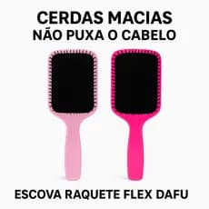 Escova Raquete Flex Dafu Cabelo Liso Cacheado Cerdas Macias Antiestática Desembaraçante