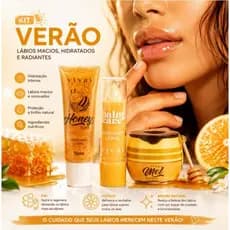 Kit Lip Care Morango 3 em 1 Hidratante Labial, Lip Gloss e Esfoliante  Hidratação Profunda e Brilho