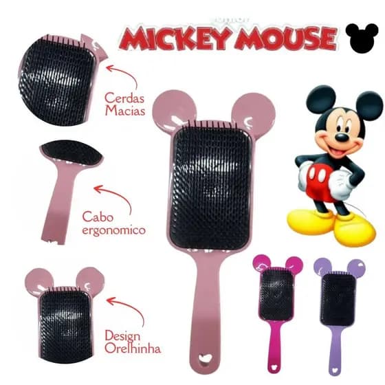 Mickey Mouse Escova de cabelo Orelhinha cabelo enrolado Antifrizz Infantil Meninas