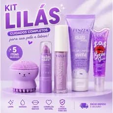 Kit Presente Lilás Skincare Facial diário Esponjinha, Corretivo Lips Gloss Lip Balm Kit Fofo