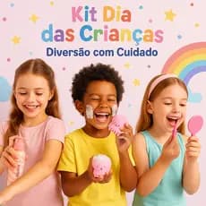 Dia das Crianças Kit Skincare Infantil Presenteavel - Kit Lembrancinha Loção, Gloss, Esponjinha