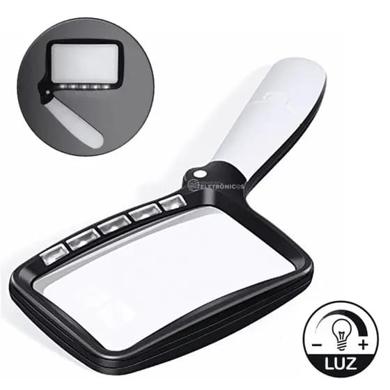 Lupa Retangular Dobrável Zoom Led Fornece Luz Forte Com Alta Definição 10863