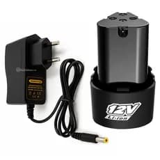 Conjunto Bateria 12V 1.3Ah Recarregável + Fonte  Universal Para Ferramentas Elétricas –BOM5590