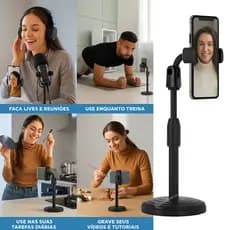 Tripé Articulado para Celular com Base Pesada para Escritório e Estúdio – LE067