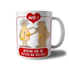 Caneca Presente Marido Esposa Casal Idoso Namorados na Velhice Engraçada Divertida Meme Zoiera
