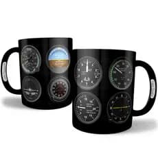 Caneca Instrumentos de Vôo Painel de Avião - Xicara Aviação Presente Piloto