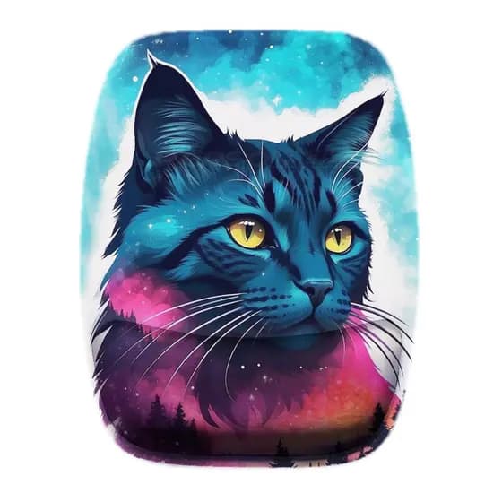 Mouse Pad Gato Colorido Criativo Cat Art IA Ergonômico com Apoio de Punho