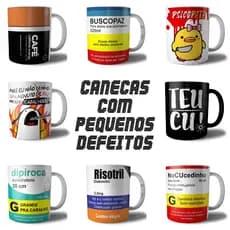 Caneca de Cerâmica com DEFEITO - Xicara 325 ml Grande para Café Chá Várias Estampas