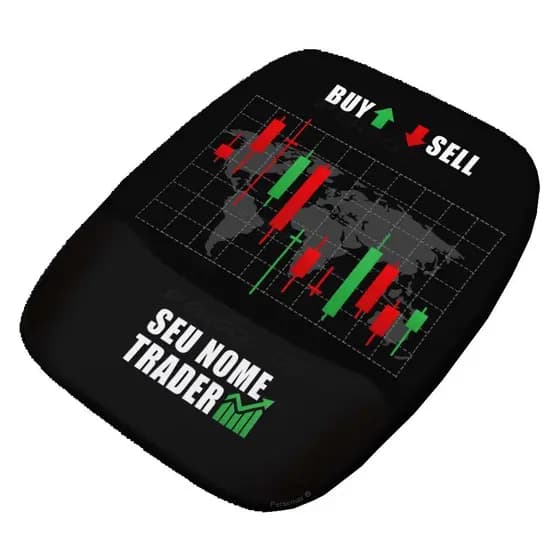 Mouse Pad Trader Investidor Gráfico Candlestick Bolsa B3 Ergonômico com Apoio de Pulso Retangular