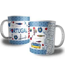 Caneca Mapa de Portugal para Colorir - Presente Viajante Souvenir Lembrança de Viagem em PT