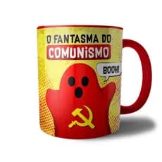 Caneca O Fantasma do Comunismo Booh Meme Zoeira Xicara Divertida Presente Amigo Parente de Esquerda