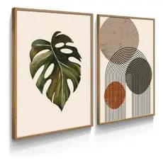 Quadro Decorativo Botânico Geométrico Para Sala Quarto Hall