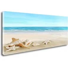 QUADRO DECORATIVO UMA PEÇA PRAIA CONCHAS DO MAR 100X40