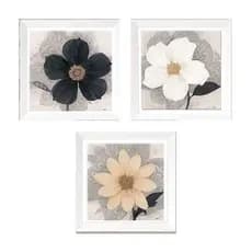 Quadros Decorativos Kit 3 Peças Para Casa, Banheiro, Lavabo Com Flores Lindo, Decoração Interiores