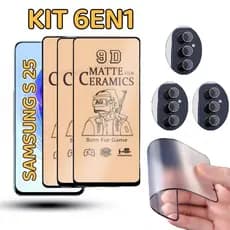 KIT Pelicula de Fosco cerâmica Galaxy S25 S24 S24 Ultra S20 FE Impressão digital não Vidro +Câmera