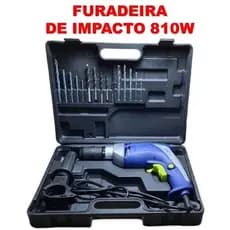 Furadeira de Impacto Reversível de 810W + 15 brocas e Maleta Inclusa