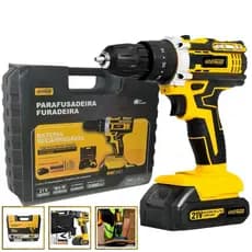 Parafusadeira Furadeira Impacto Profissional 21V Com  Maleta