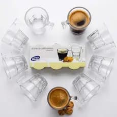 Conjunto com 6 Xícaras caneca de Vidro com Alça para Servir Café tipo Café Preto  caseiro Espresso Capuccino 80ml