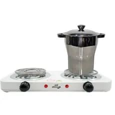 Kit Cuscuzeira Família e Fogareiro Elétrico Portátil Cooktop