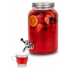 Suqueira Barrica de Vidro de Mesa 3 Litros Transparente com Torneira e Tampa  Bebidas e Sucos Festa