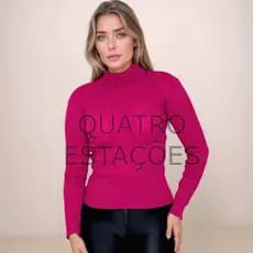 Cacharrel Blusa Tricot Lã Feminina Canelada Gola Alta
