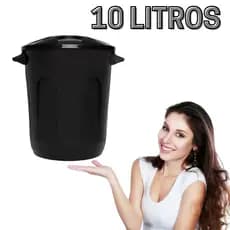 Lixeira Preta Cesto De Lixo Grande Cozinha Banheiro10 Litros Jaguar Saco de lixo escritorio