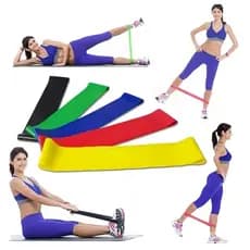 Kit 5 Faixas Elásticas Para Exercícios Multifuncional Yoga Fisioterapia e Treino Academia