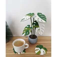Porta Copos Vaso de Plantas Monstera Decoração e Funcional com Folhas Removíveis
